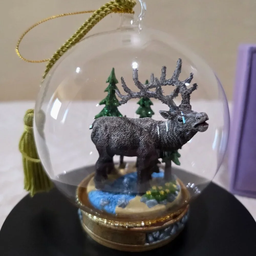 The Memory Globe Ornament ELK IN THE WOODS Christmas Holiday Boxed Flavia Milano